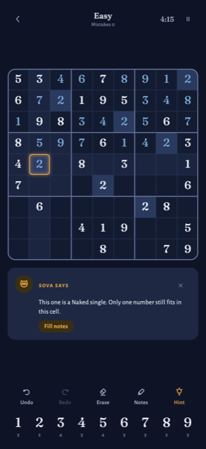 Sudoku Sova coaching card